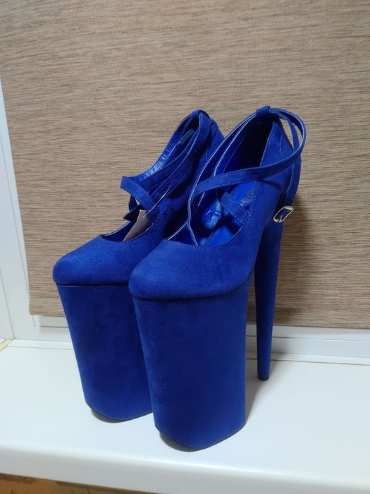 Босоножки туфли стрипы пятёрки синие Pleaser 38 новые