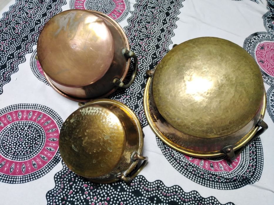3 Tachos em Cobre e Latão