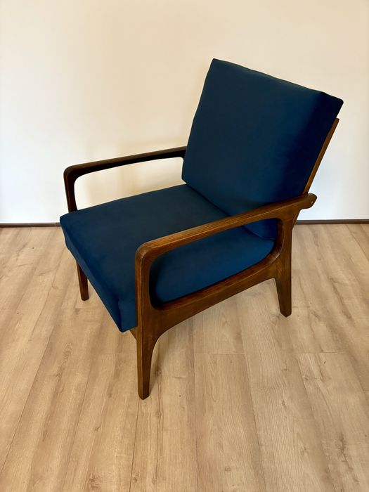 Fotel PRL lounge Prudnickie Fabryki Mebli Polska lata 50 unikat