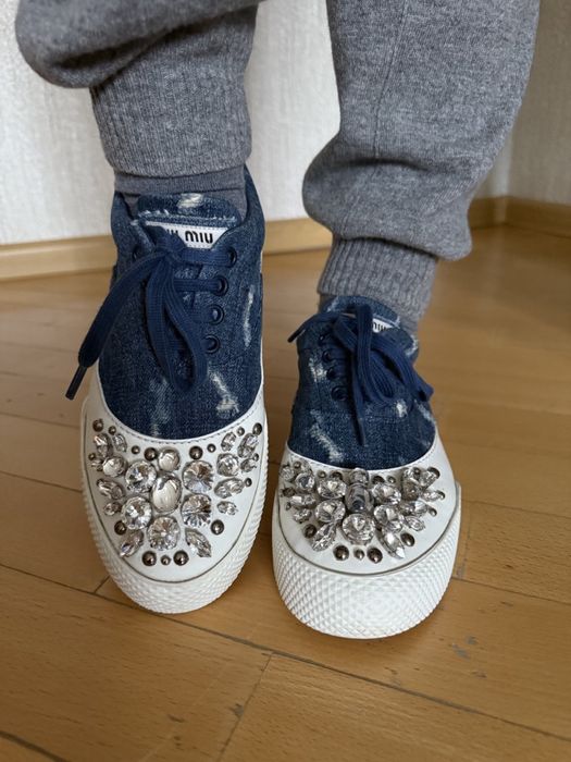 Кожаные Джинсовые кеды Miu Miu, размер 37,5!