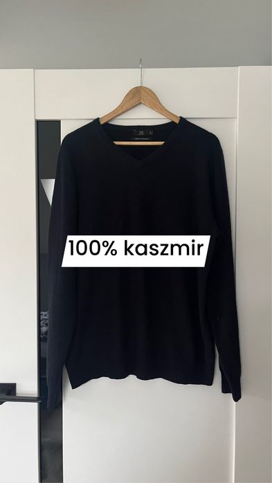 F&F kaszmirowy sweter granetowy XXL