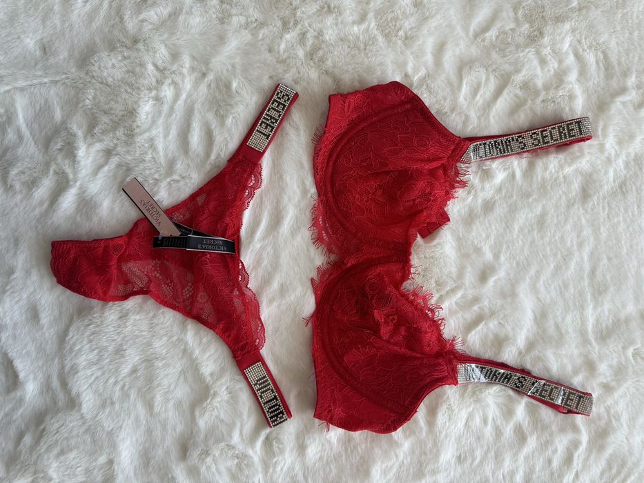 NOWY komplet bielizny Victoria’s Secret rozmiar 75C C75 stanik + stringi 34C
