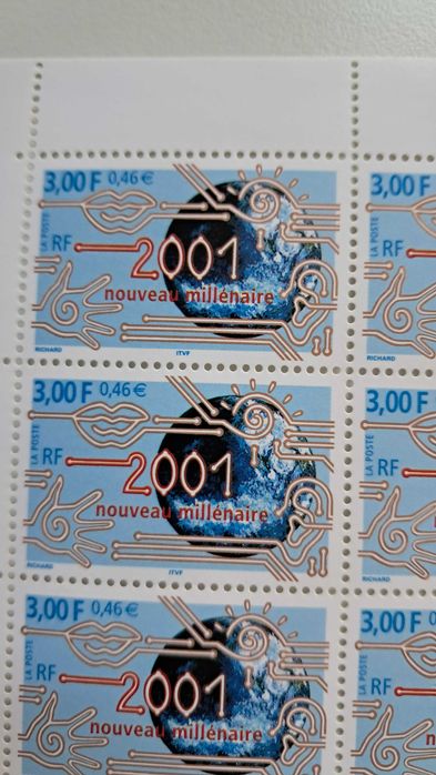 Filatelia Lote de 99 Selos “Novo Milénio 2001” França  NOVOS 59 €