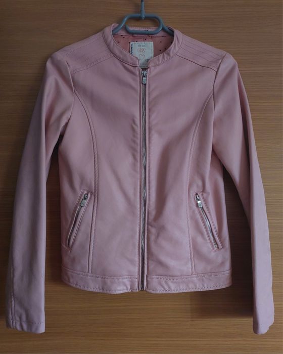 Casaco Rosa Estilo Motard Pele, 11-12A