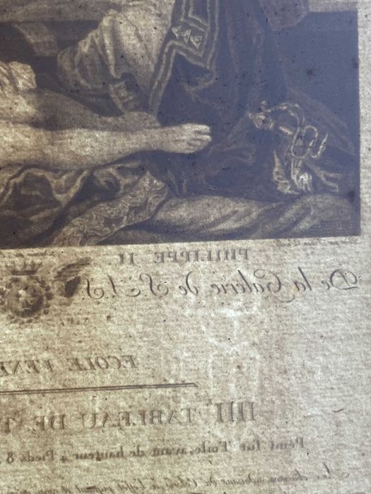 Antyczna grafika, miedzioryt, XVIII wiek, wg Tycjana