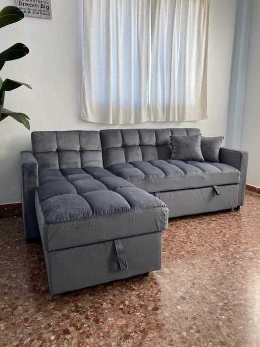 Sofa cama chaiselongue cinza Envio GRATIS