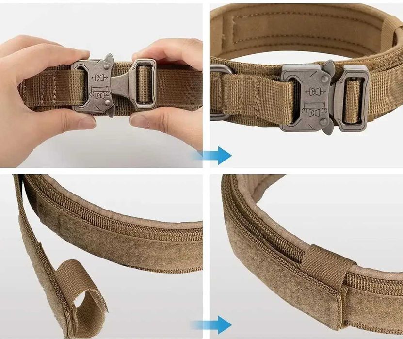 Нашийник для собак міцний тактичний з ручкою та металевою застібкою