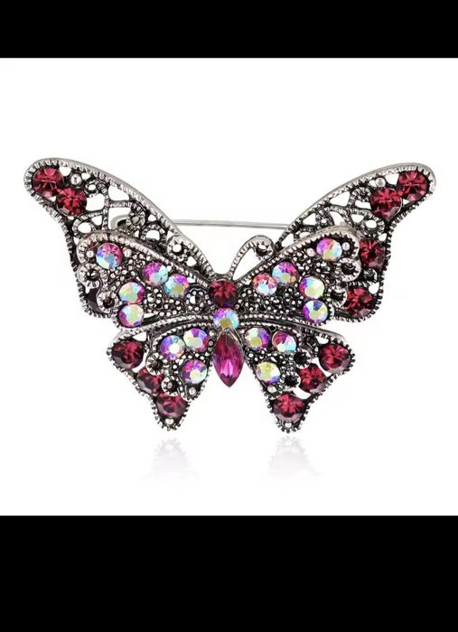 Nowa przypinka Broszka Vintage motyl cyrkonia