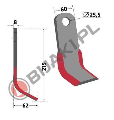 Nóż, Noże Y WER-02 do kosiarki bijakowej mulczera Desvoys 810g