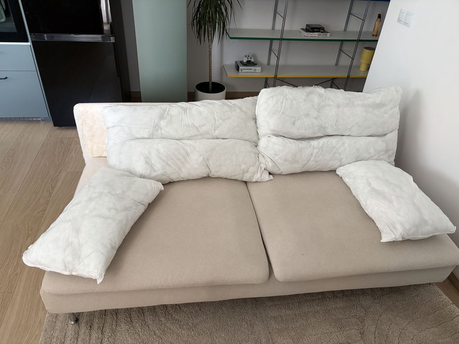 Rama sofy ikea soderhamn, sekcja 3 osobowa z poduszkami