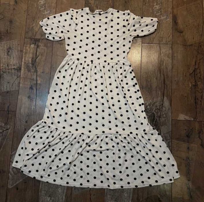 Stradivarius romatyczna sukienka midi w kropki grochy  M/L