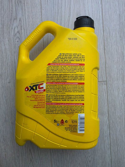 Масло моторное Бардаль XTC 5w40 Synthetic DIESEL & PETROL ESSENCE ACEA PISERVICES A3/B4 A 5W-40