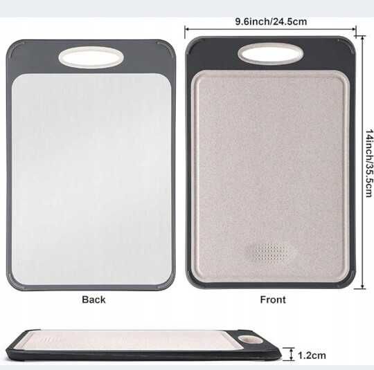 Deska do krojenia guanci double 2w1 stal+eko PP dwustronna