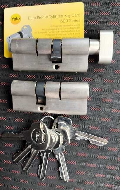 Komplet wkładek YALE 600 45/30 + 35G/45 system jednego klucza - karta