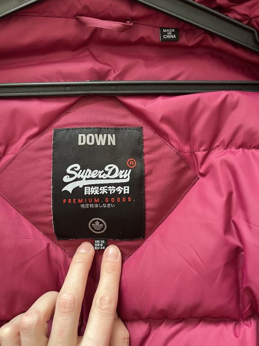 Пуховик куртка пальто жіноча super dry бордова 42-44 розмір