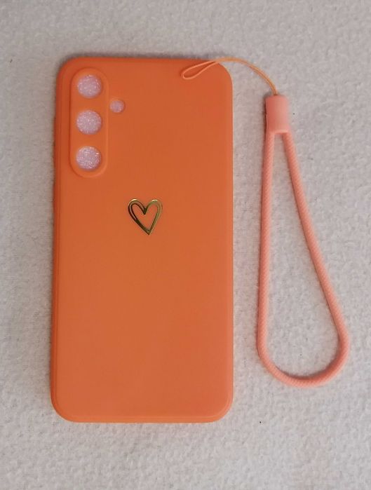Plecki etui do smartfonu Samsung S23 fe pomarańczowe z sercem