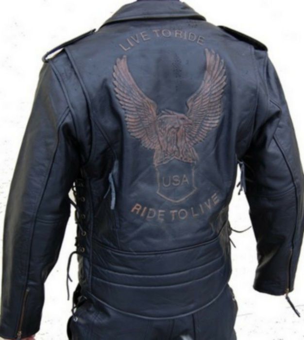 Ramoneska na motocykl Masywna skóra / Regulacja orzeł  USA / Chopper