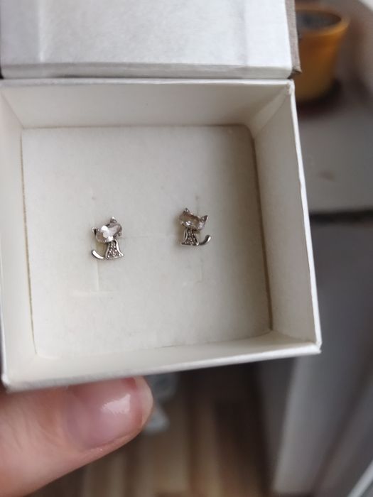 Kolczyki kotki wkrętki srebrne