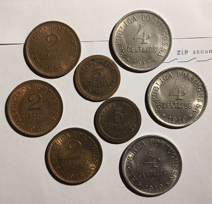 Lote de Moedas de 2, 4 e 5 Centavos [1917 a 1927]