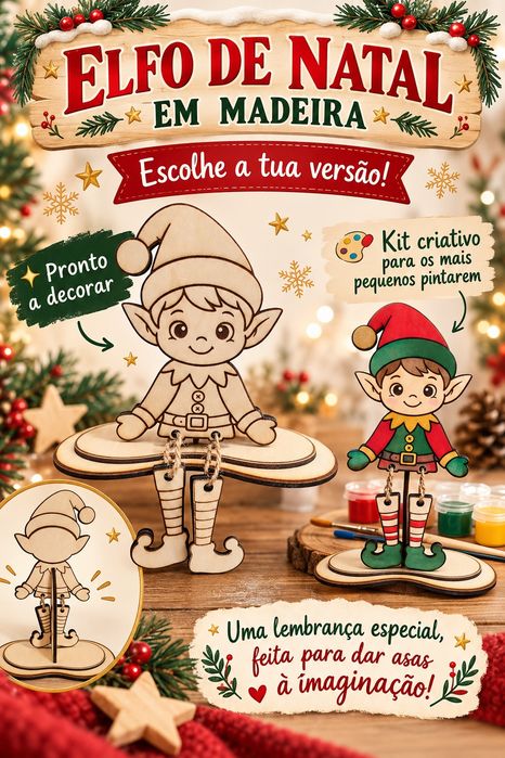 Elfos de Natal em Madeira