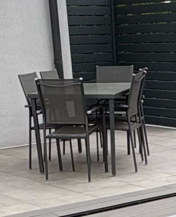 Stół tarasowy / ogrodowy + 6szt krzeseł, zestaw mebli ogrodowych