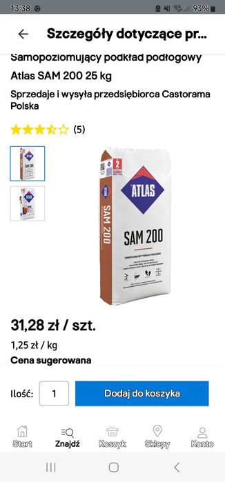 Sprzedam wylewke samopoziomująca