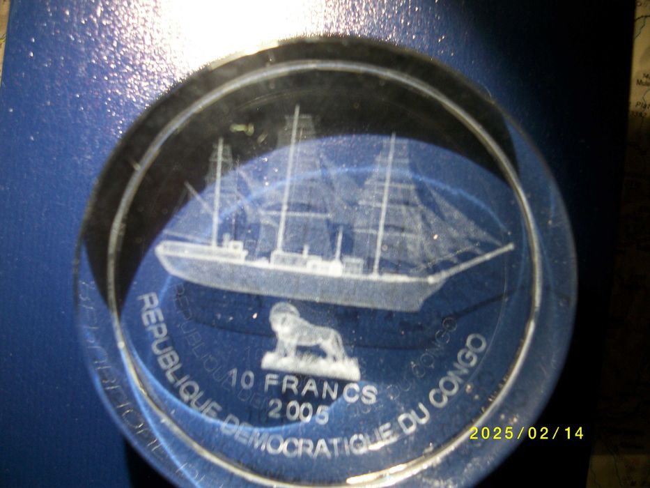 congo 10 franków moneta akrylowa "Amerigo Vespucci"