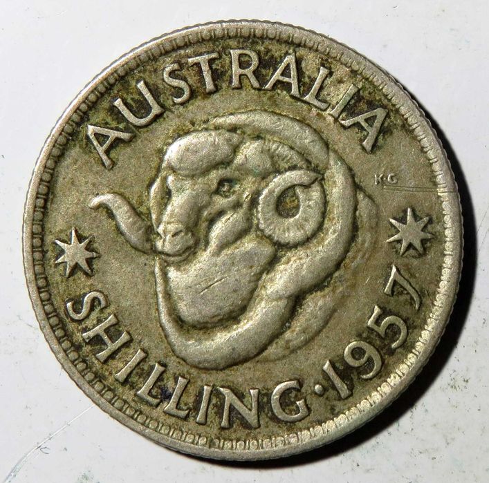 Austrália Moeda em Prata. 1 Shilling • 1957 PRATA