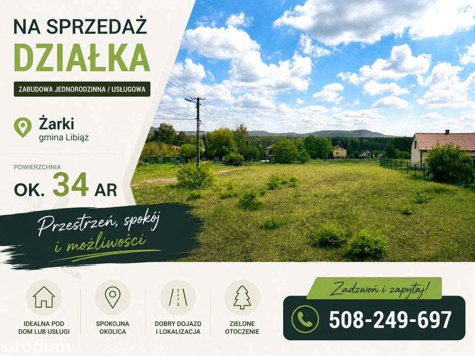 SUPER działka z Warunkami Zabudowy z możliwością podziału