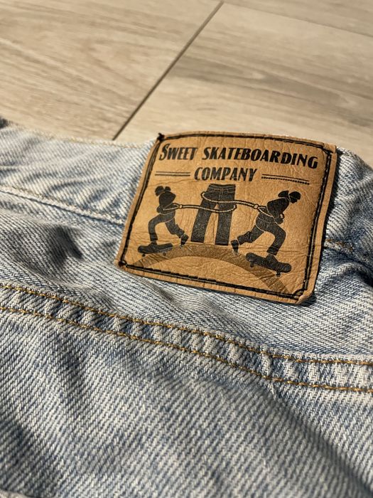 Sweet Skateboards Szerokie Baggy Vintage Drip y2k Jeansy Skateboard