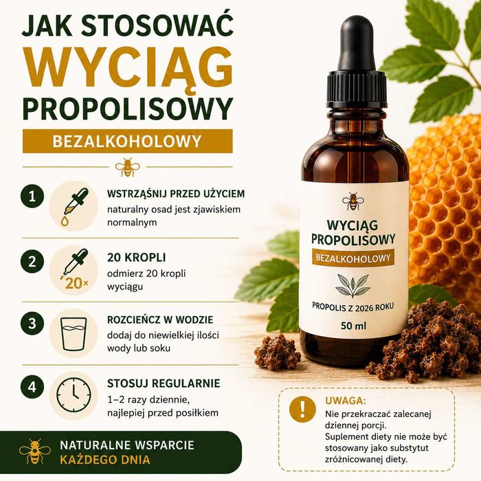 PROPOLIS z 2026r WYCIĄG EKSTRAKT PROPOLISOWY 40% bezalkoholowy  50ml