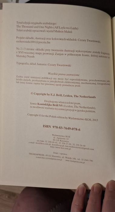 Książka Tysiąc i Jedna Noc z Szeherezadą