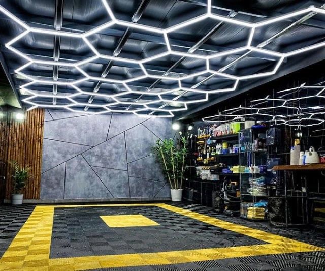 Iluminacao LED hexagonal favos de mel