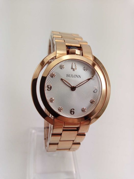 Женские часы Bulova Rubaiyat 97P130 - 8 бриллиантов, сапфировое стекло
