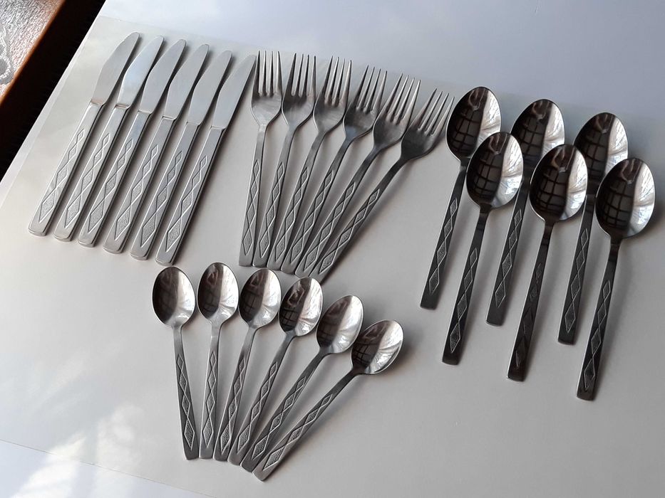 Sztućce PRL: 24 elementy KARO / ROMBY (nr.2), Gerlach