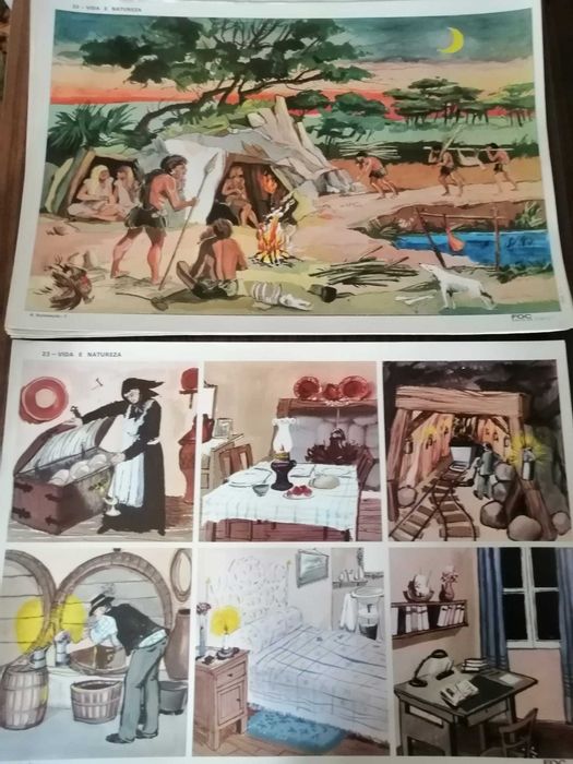 Material didático para o ensino primário, anos 70 - Gravuras