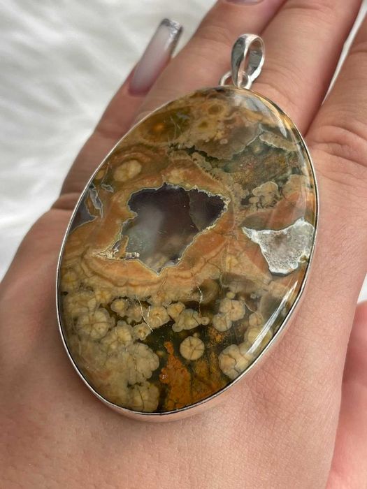 Кулон с Риолитом 925 серебро. Ручная работа.