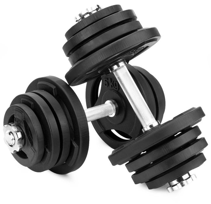 Hantle żeliwne kierownice regulowane 2x25kg zestaw 50kg talerze GD