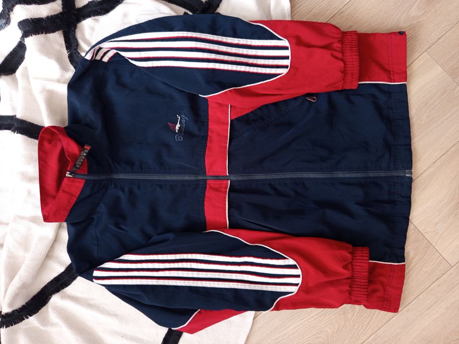 Meska kurtka vintage retro sportowa granat czerwona oversize duzy rozm