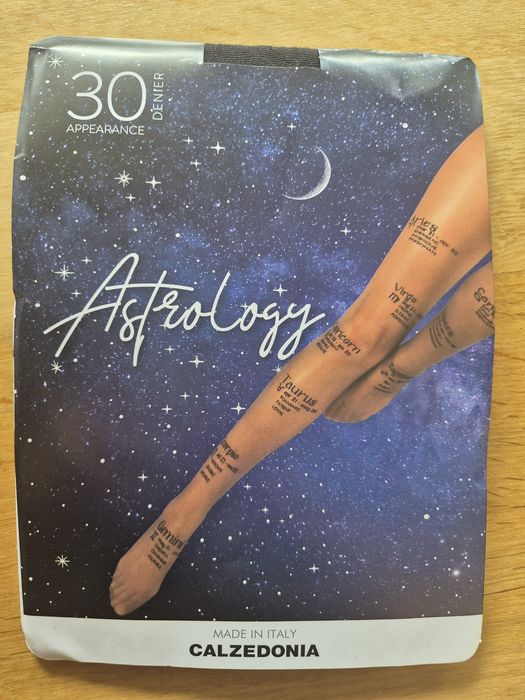 Rajstopy Calzedonia s/m czarne flokowane Astrology 30 den zodiaku ...