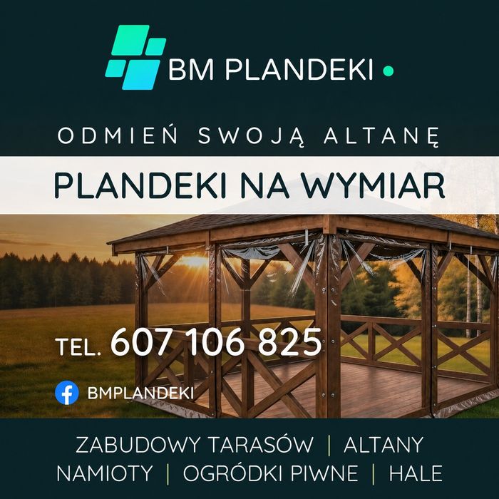 PLANDEKA na wymiar osłona zabudowa tarasu zasłona na altane