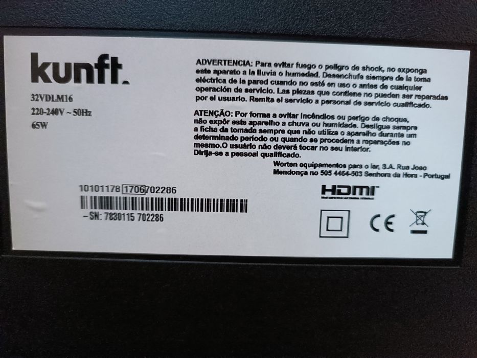 Kunft LED TV Model 32 VDLM 1664575230525058121