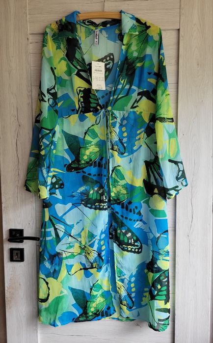Świetna sukienka zwiewna na lato plażowa print 2XL