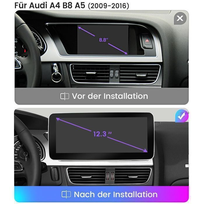 Audi A4 B8 A5 – Radio Android 15 12,3” CarPlay Android Auto 4GB/64GB GPS Nawigacja Stacja Multimedialna WiFi Bluetooth DSP 4G LTE PL