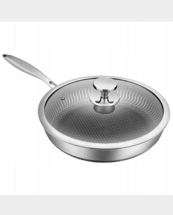 Patelnia stalowa tradycyjna z pokrywką 26cm non stick