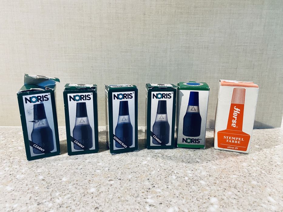 Tusze tusz do stempli NORIS Horse czarny niebieski zestaw 6x25ml