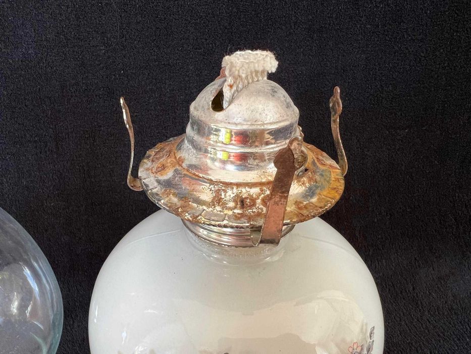 Lampa Naftowa Ceramika Vintage Antyk