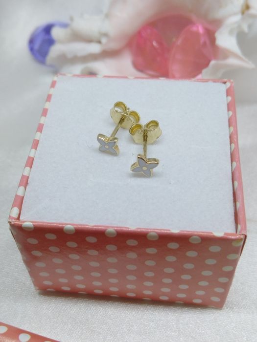 Piękne złote kolczyki kwiatki, złoto próby 585