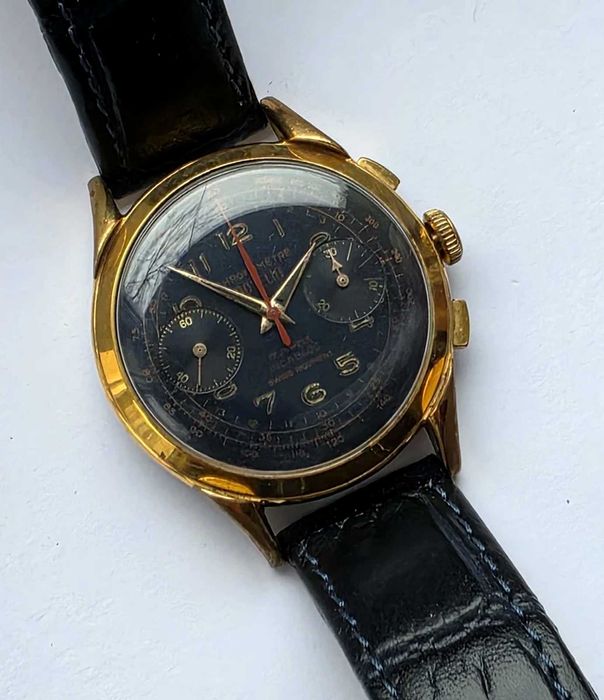 Vintage Novelia Chronomètre | Black Gilt Dial | Fancy Lugs | 1950s