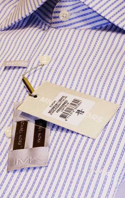 Michael Kors  koszula S/M 38 non iron 2-ply biała prążek ck stenstroms